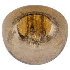 1 of 2 Mid Century Flushmount Smoked Glass by Limburg, Germany, 1970s