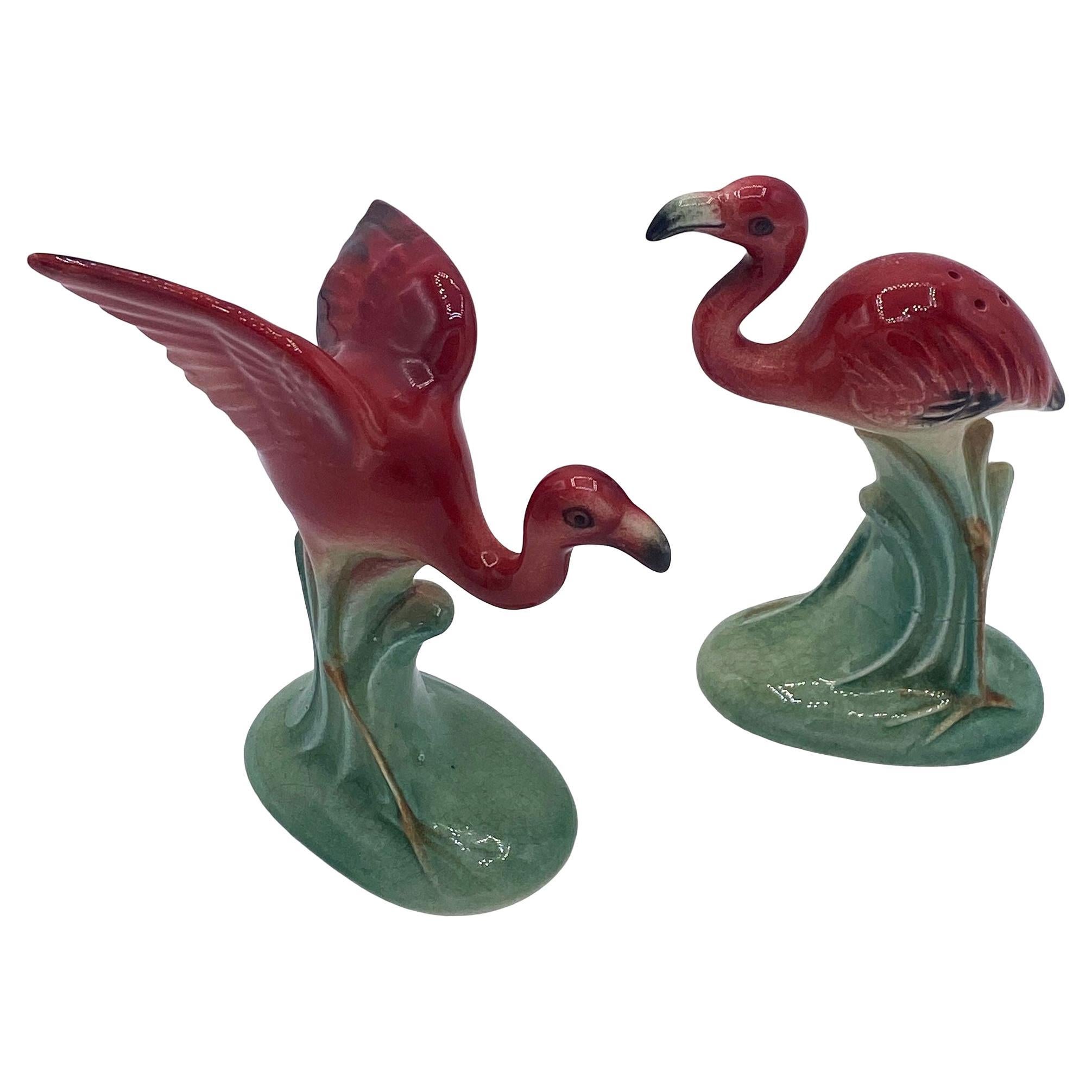 Mid-century Flying Flamingo Ceramic Salt & Pepper Shaker Set, Japan