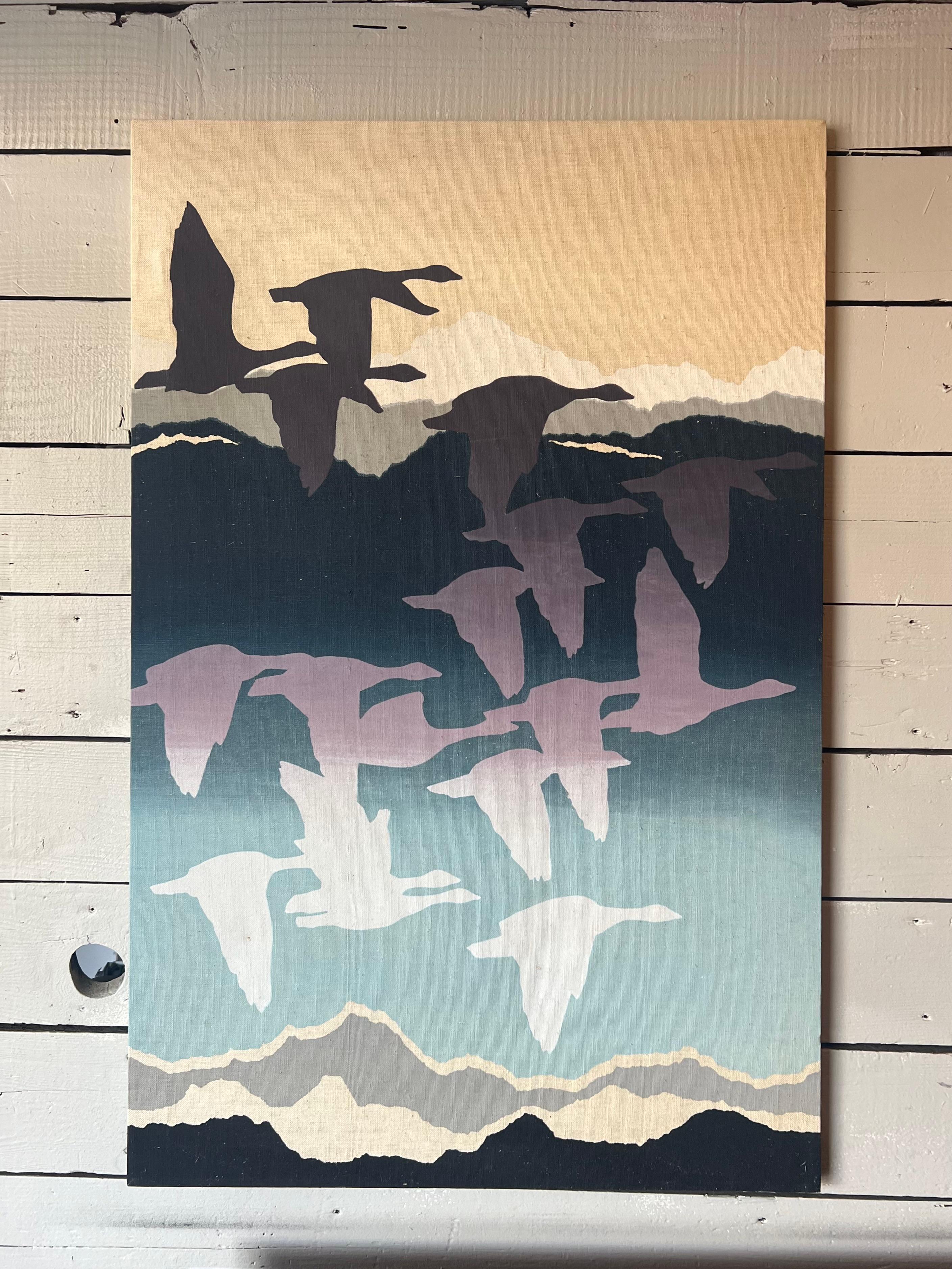 Fabric Mid Century Flying Geese Textile Art