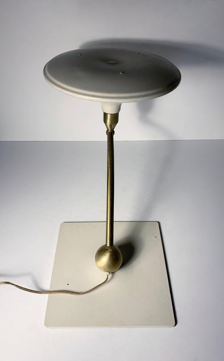 Mid Century Flying Saucer Sight Light Desk Lamp in White by MG Wheeler For Sale at 1stDibs