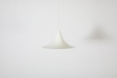 Mid-Century Fog & Morup Style White Enameled Metal Trumpet Pendant Light