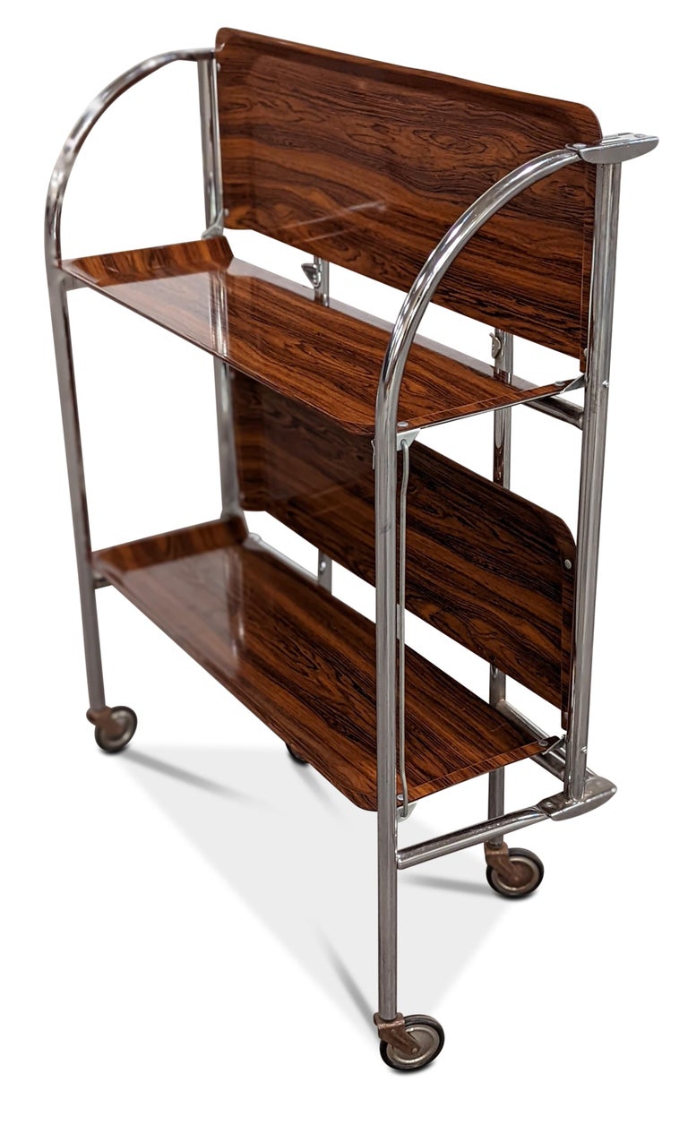 Mid Century Foldable Bar Cart For Sale at 1stDibs