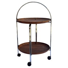 Klappbarer Barwagen/Teewagen aus der Mitte des Jahrhunderts aus Chrom und Formica