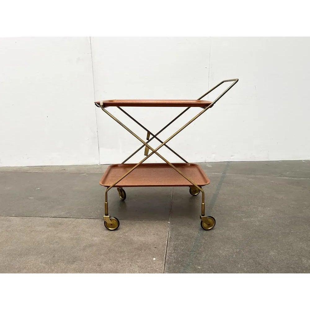 Mid-Century Foldable Teak and Metal Bar Trolley from Silva Denmark, 1960s For Sale 4