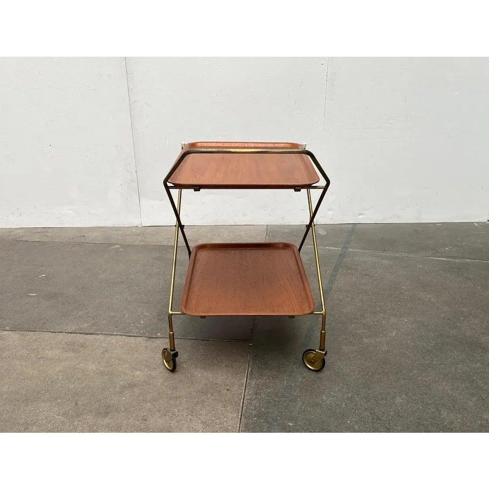 Mid-Century Foldable Teak and Metal Bar Trolley from Silva Denmark, 1960s For Sale 5