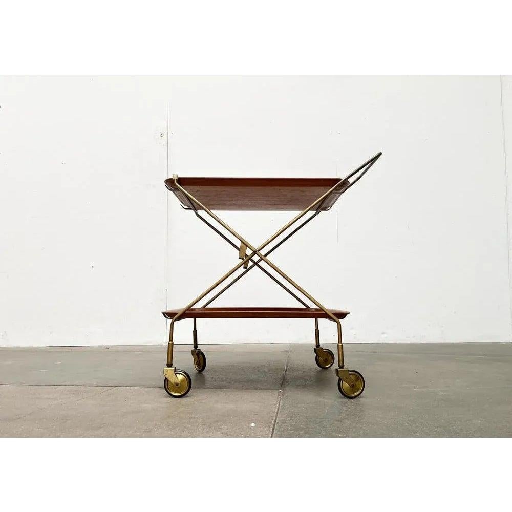 Mid-Century Foldable Teak and Metal Bar Trolley from Silva Denmark, 1960s For Sale 6