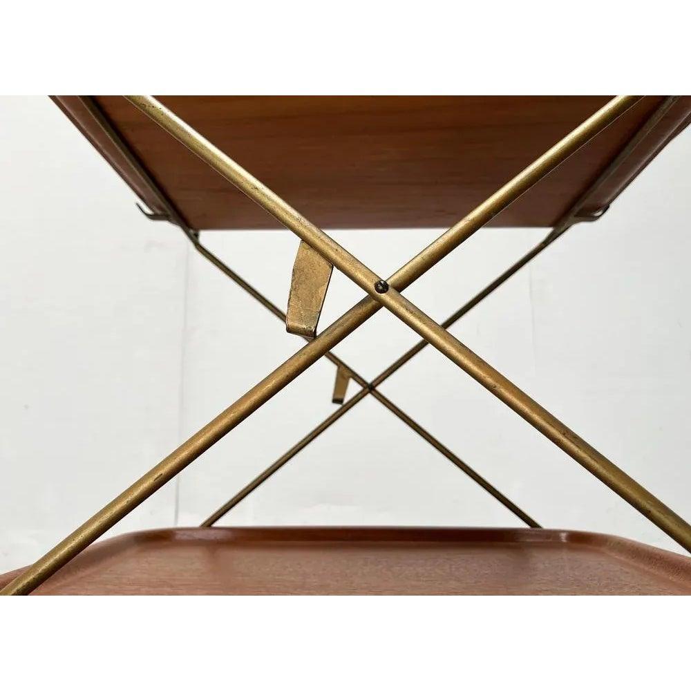 20th Century Mid-Century Foldable Teak and Metal Bar Trolley from Silva Denmark, 1960s For Sale