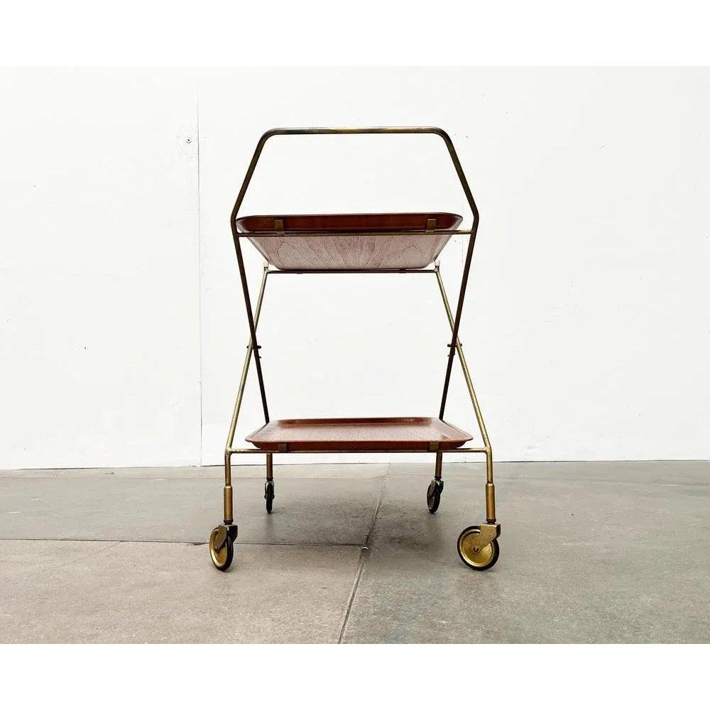 Mid-Century Foldable Teak and Metal Bar Trolley from Silva Denmark, 1960s For Sale 1