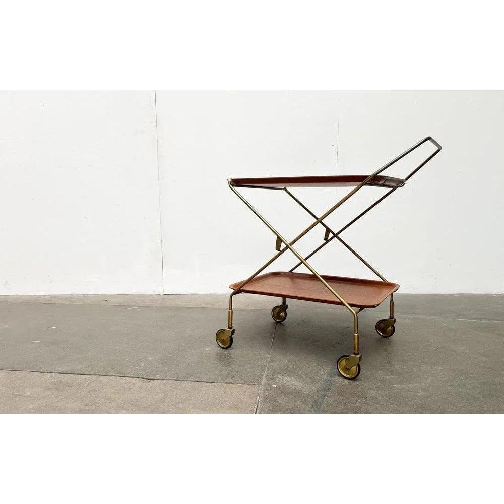 Mid-Century Foldable Teak and Metal Bar Trolley from Silva Denmark, 1960s For Sale 2