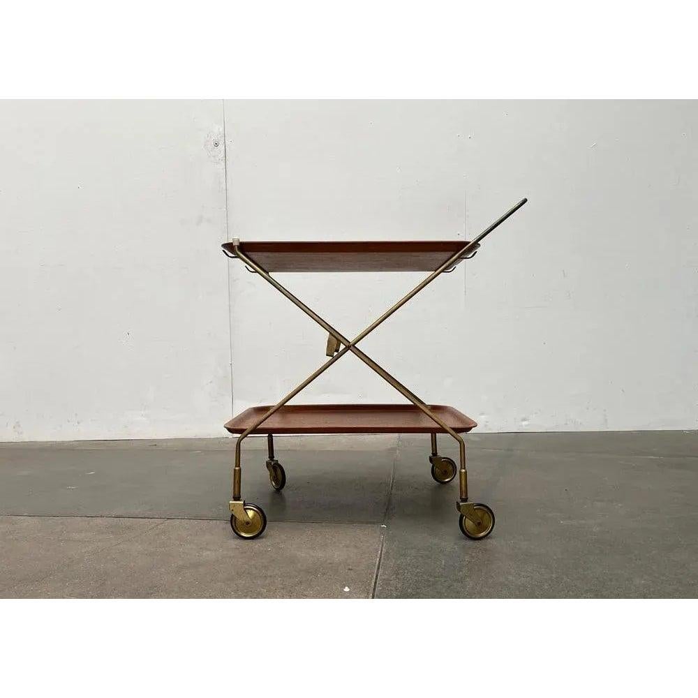 Mid-Century Foldable Teak and Metal Bar Trolley from Silva Denmark, 1960s For Sale 3
