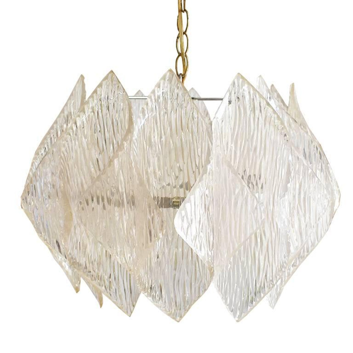 Midcentury Folded Acrylic Clear Hard Wired Chandelier In The Style Of Kalmar