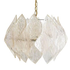Midcentury Folded Acrylic Clear Hard Wired Chandelier in the Style of Kalmar