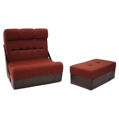 Fauteuil pliant et repose-pieds du milieu du siècle dernier, banquette ou méridienne, 1970