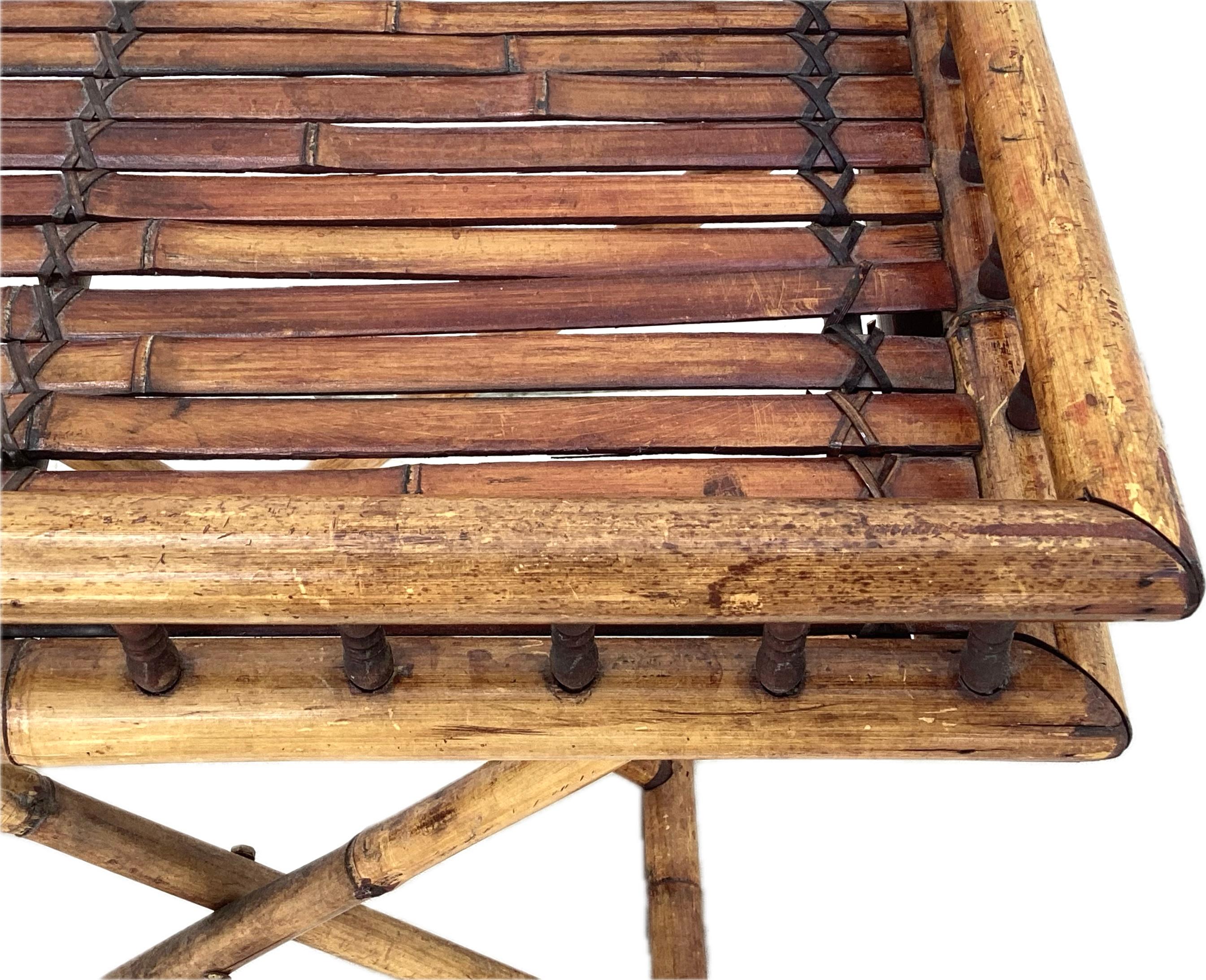 American Mid-Century Folding Bamboo Tray Table For Sale