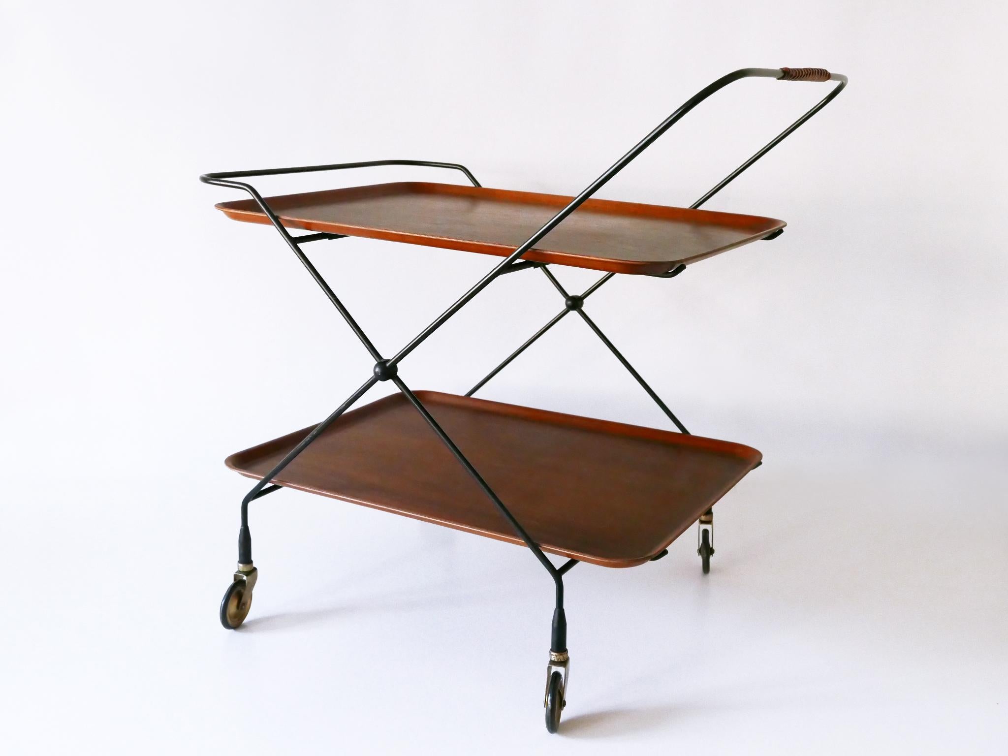 Chariot de bar ou chariot pliant du milieu du siècle dernier par Paul Nagel pour JIE Gantofta Suède en vente 3
