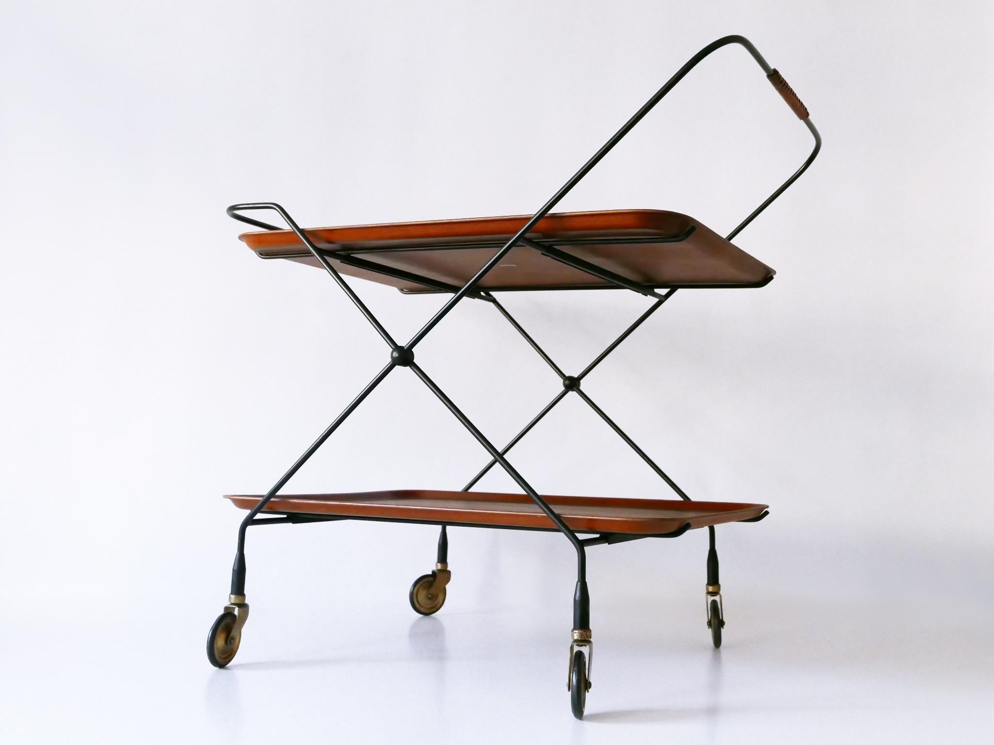 Chariot de bar ou chariot pliant du milieu du siècle dernier par Paul Nagel pour JIE Gantofta Suède en vente 4