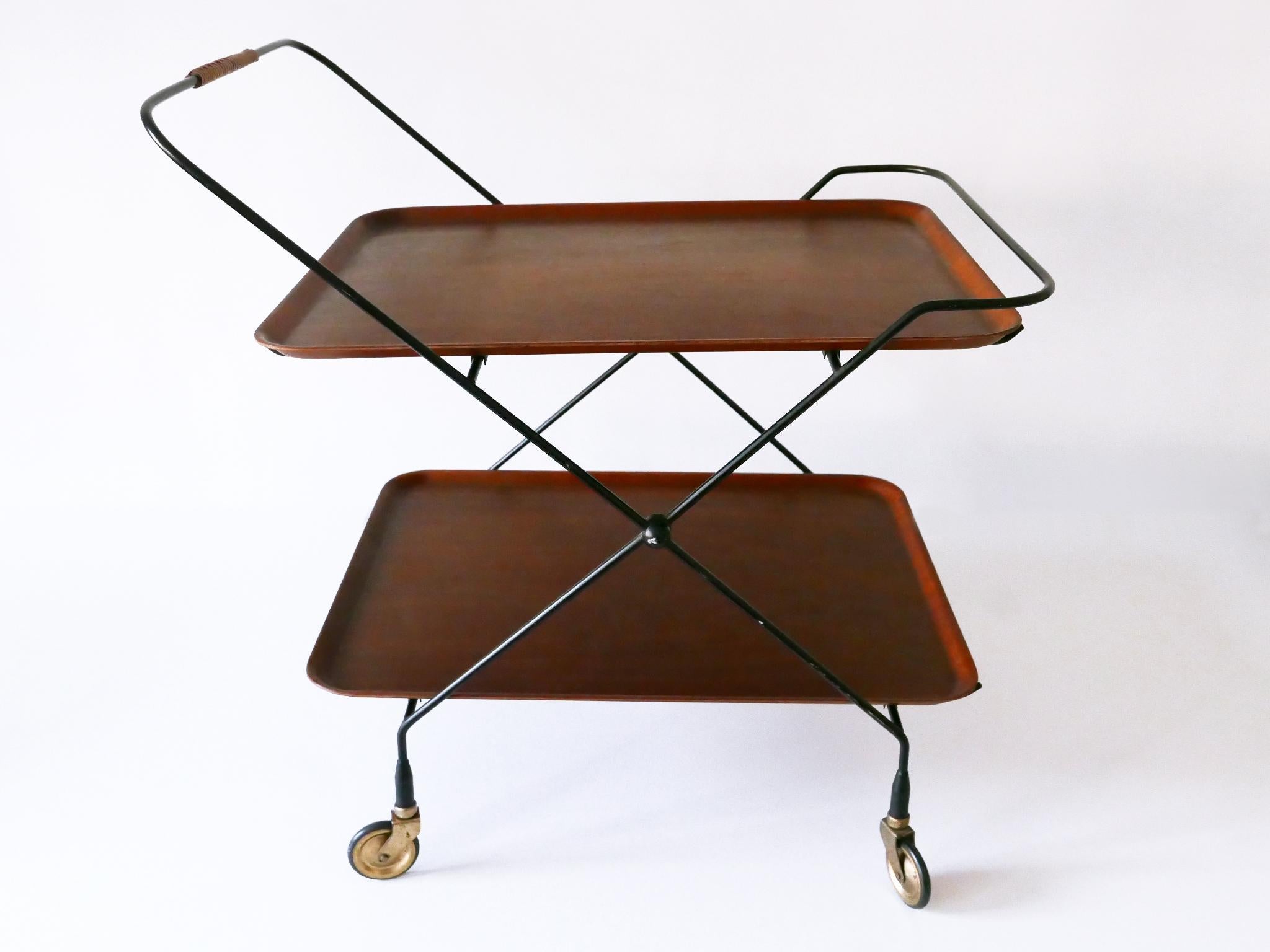 Chariot de bar ou chariot pliant du milieu du siècle dernier par Paul Nagel pour JIE Gantofta Suède en vente 5