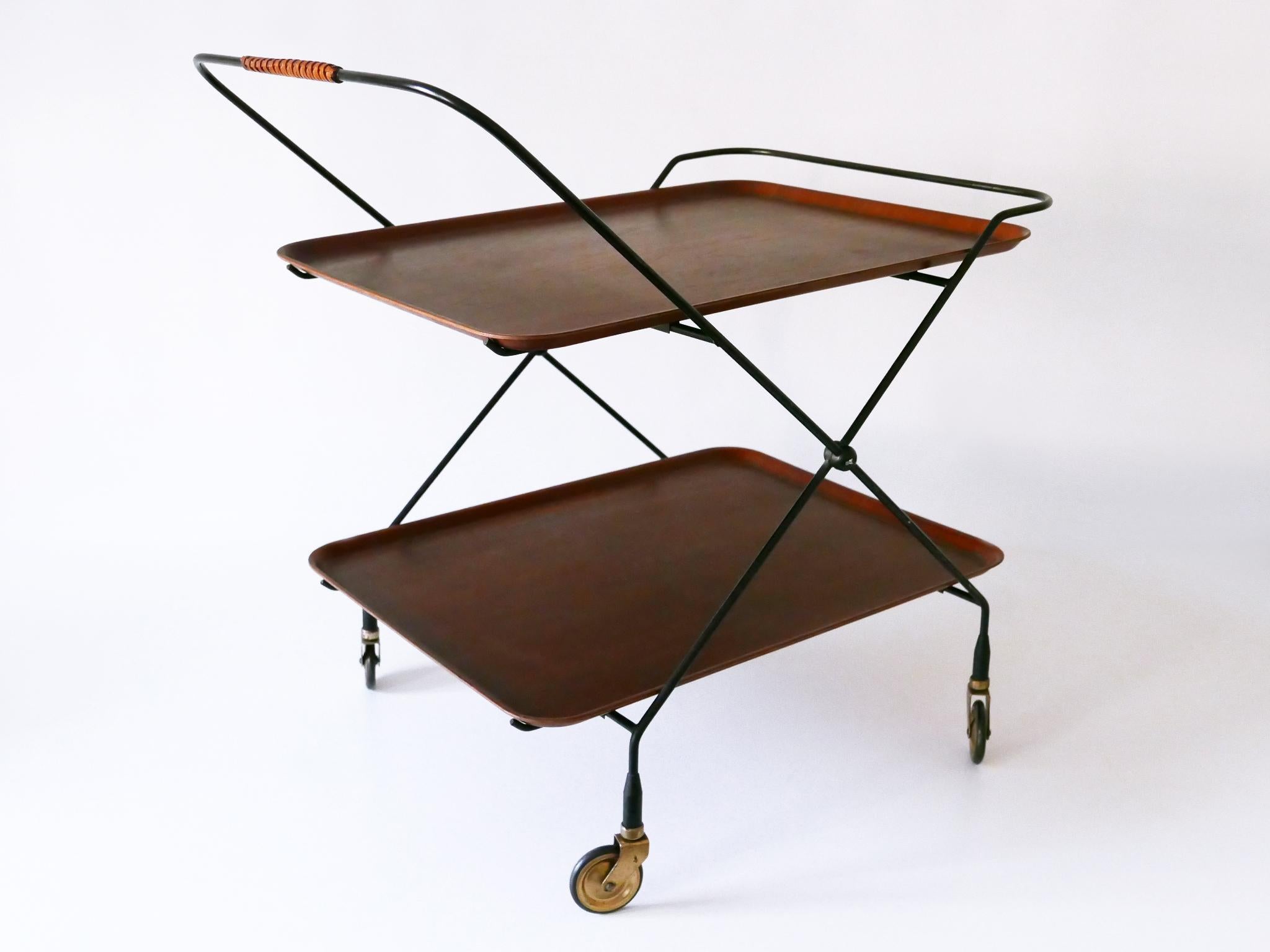 Chariot de bar ou chariot pliant du milieu du siècle dernier par Paul Nagel pour JIE Gantofta Suède en vente 6