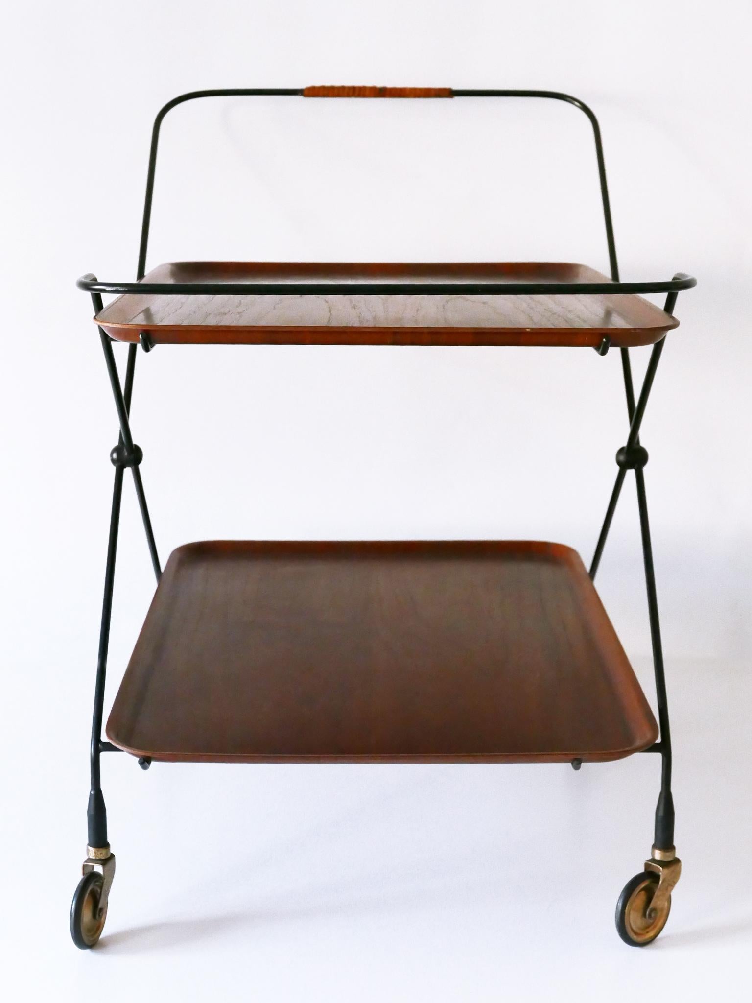 Chariot de bar ou chariot pliant du milieu du siècle dernier par Paul Nagel pour JIE Gantofta Suède en vente 7