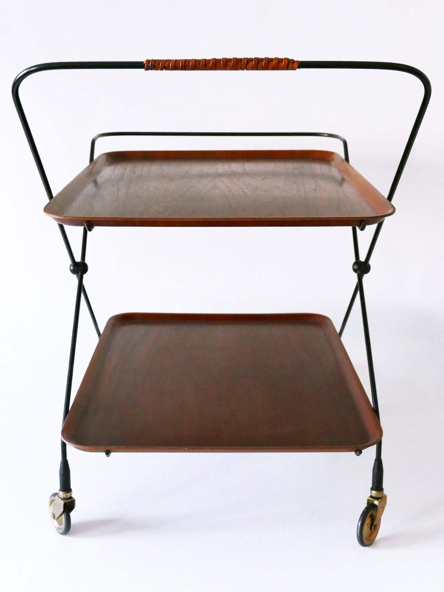 Chariot de bar ou chariot pliant du milieu du siècle dernier par Paul Nagel pour JIE Gantofta Suède en vente 8