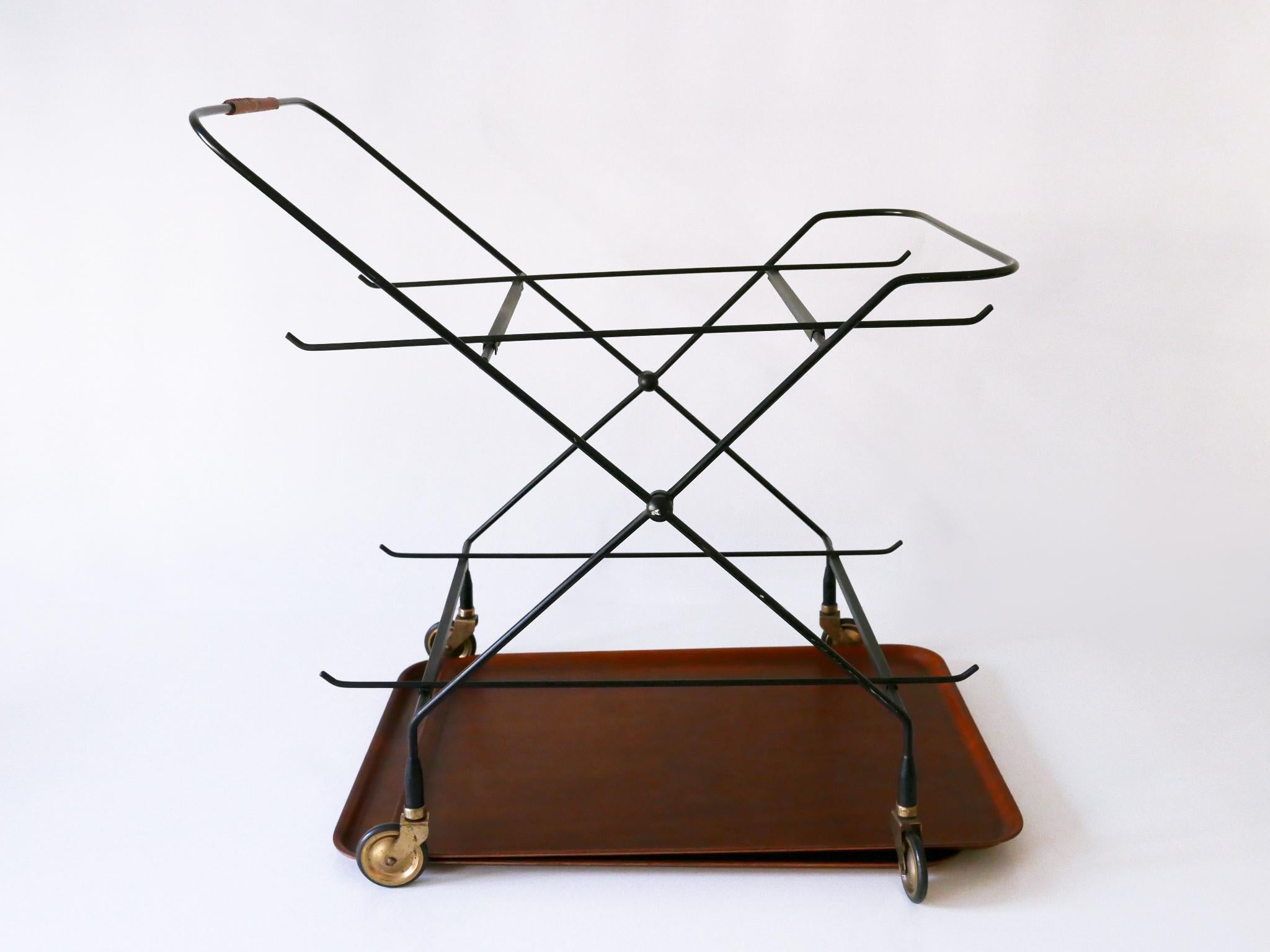 Chariot de bar ou chariot pliant du milieu du siècle dernier par Paul Nagel pour JIE Gantofta Suède en vente 10