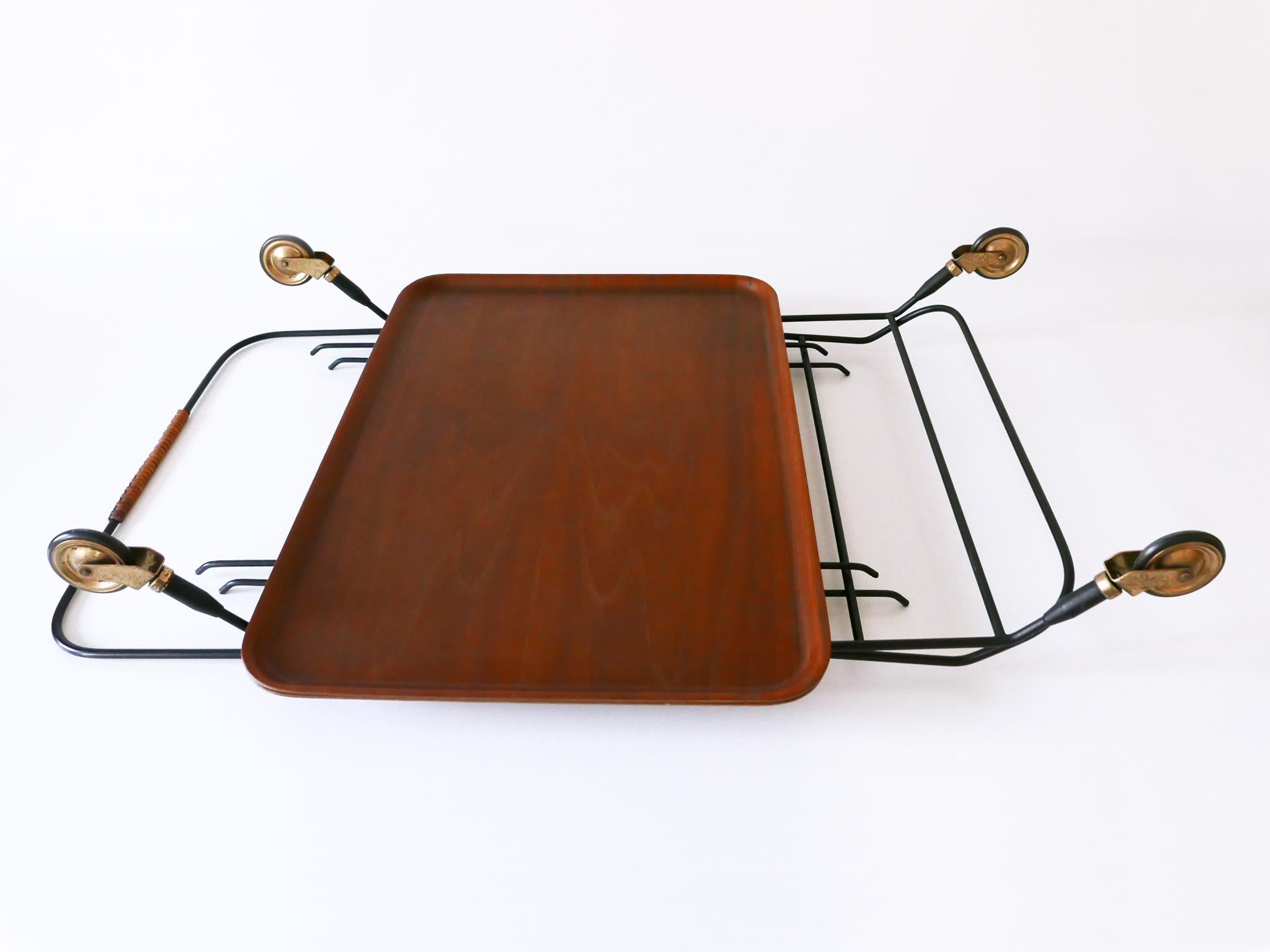Chariot de bar ou chariot pliant du milieu du siècle dernier par Paul Nagel pour JIE Gantofta Suède en vente 11