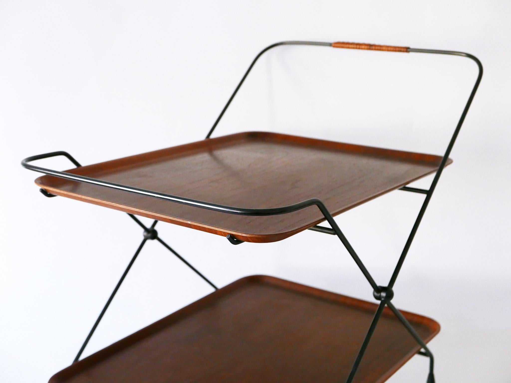 Mid-Century Modern Chariot de bar ou chariot pliant du milieu du siècle dernier par Paul Nagel pour JIE Gantofta Suède en vente