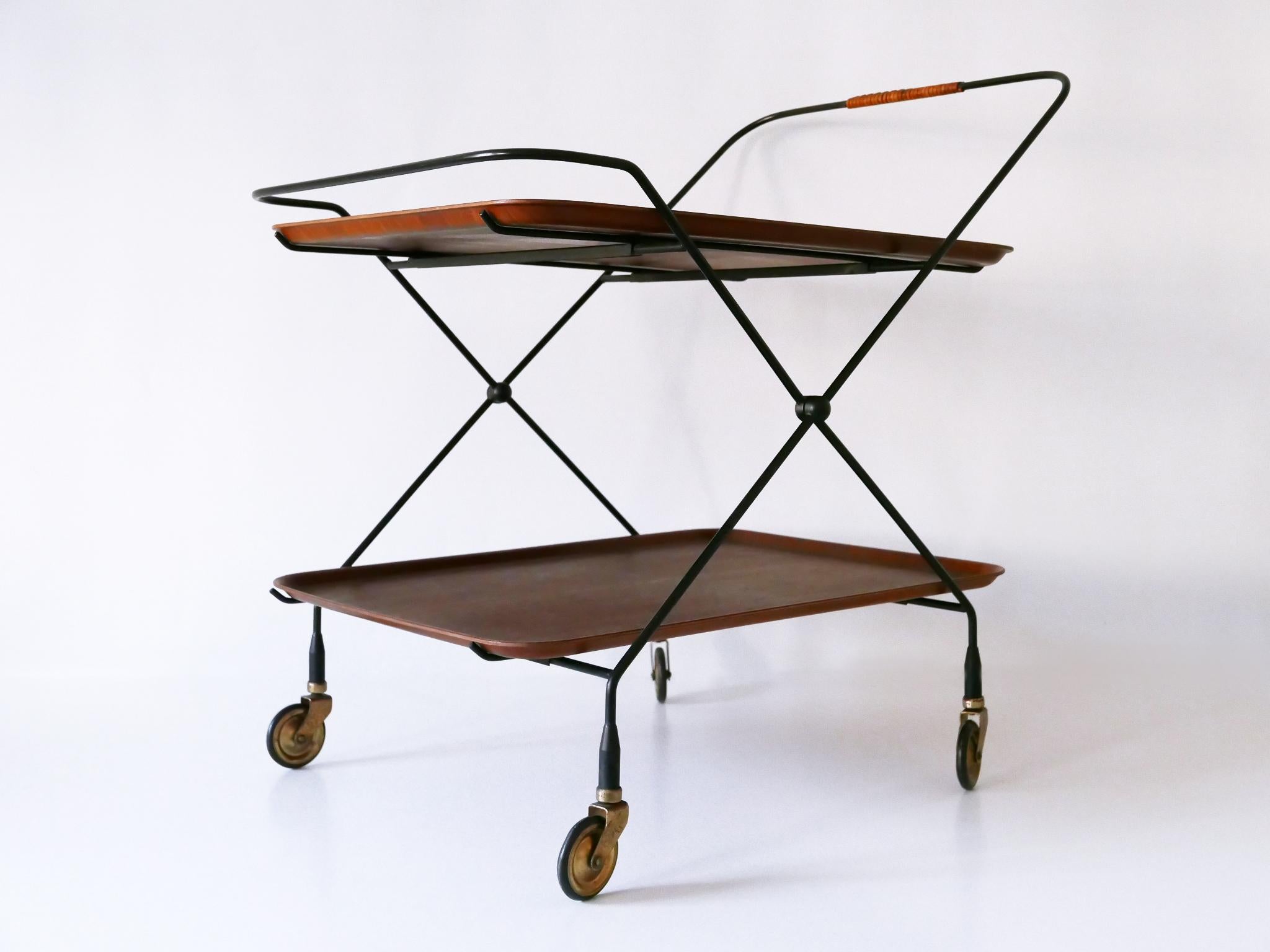 Suédois Chariot de bar ou chariot pliant du milieu du siècle dernier par Paul Nagel pour JIE Gantofta Suède en vente