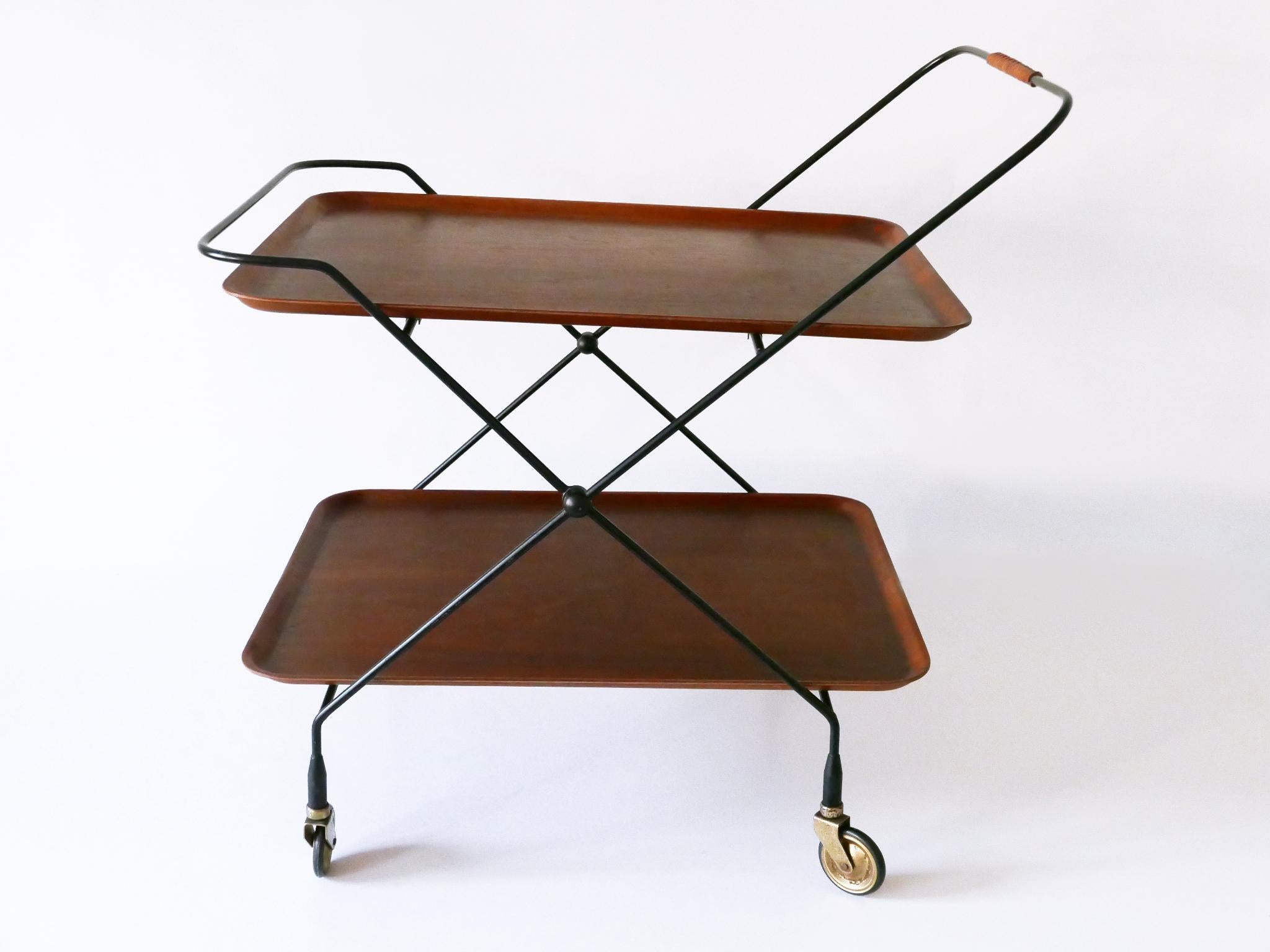 Milieu du XXe siècle Chariot de bar ou chariot pliant du milieu du siècle dernier par Paul Nagel pour JIE Gantofta Suède en vente