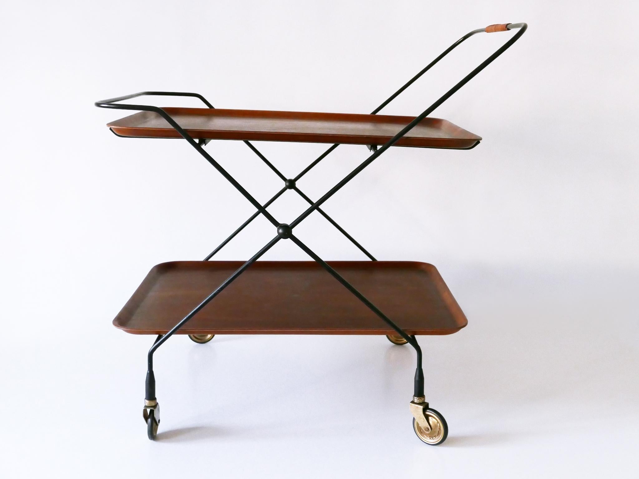 Métal Chariot de bar ou chariot pliant du milieu du siècle dernier par Paul Nagel pour JIE Gantofta Suède en vente
