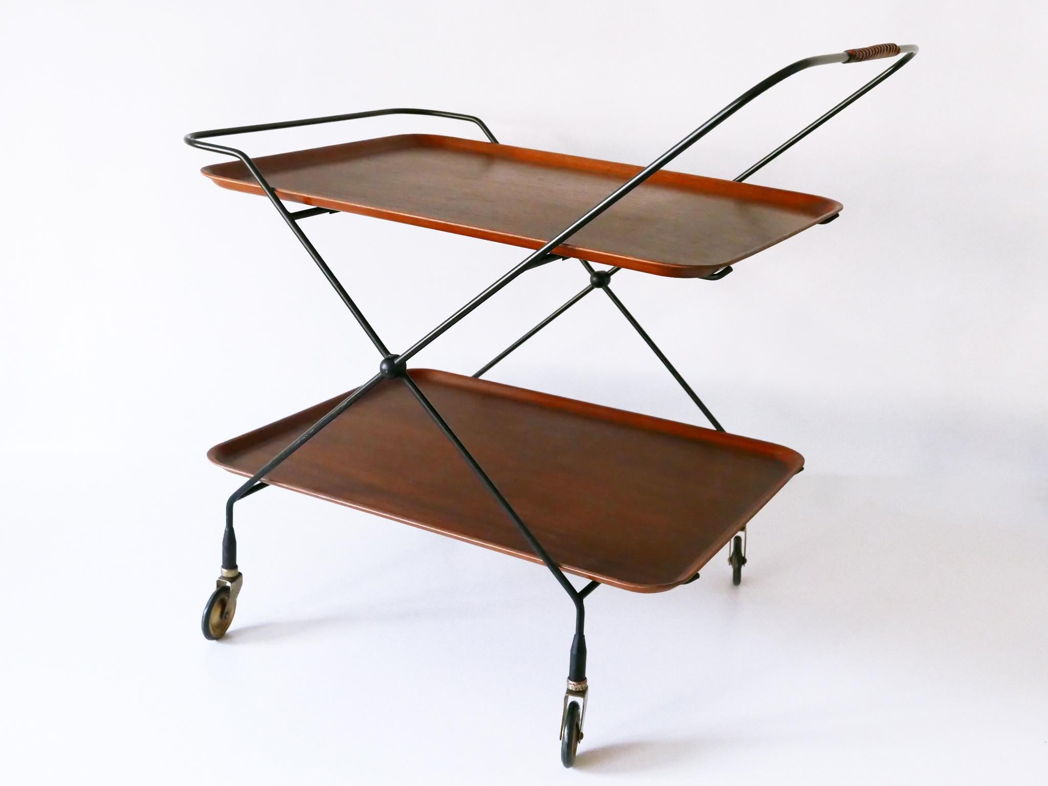Chariot de bar ou chariot pliant du milieu du siècle dernier par Paul Nagel pour JIE Gantofta Suède en vente 2