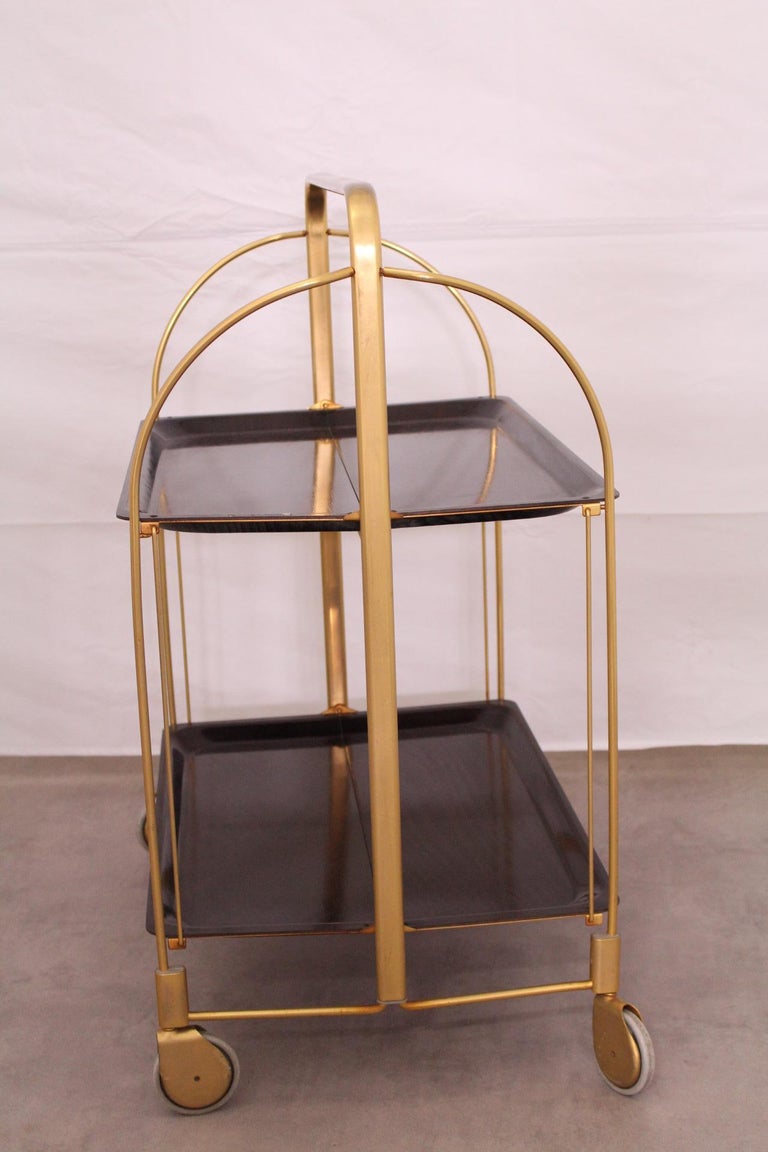 Midcentury Folding Bar Cart Trolley at 1stDibs