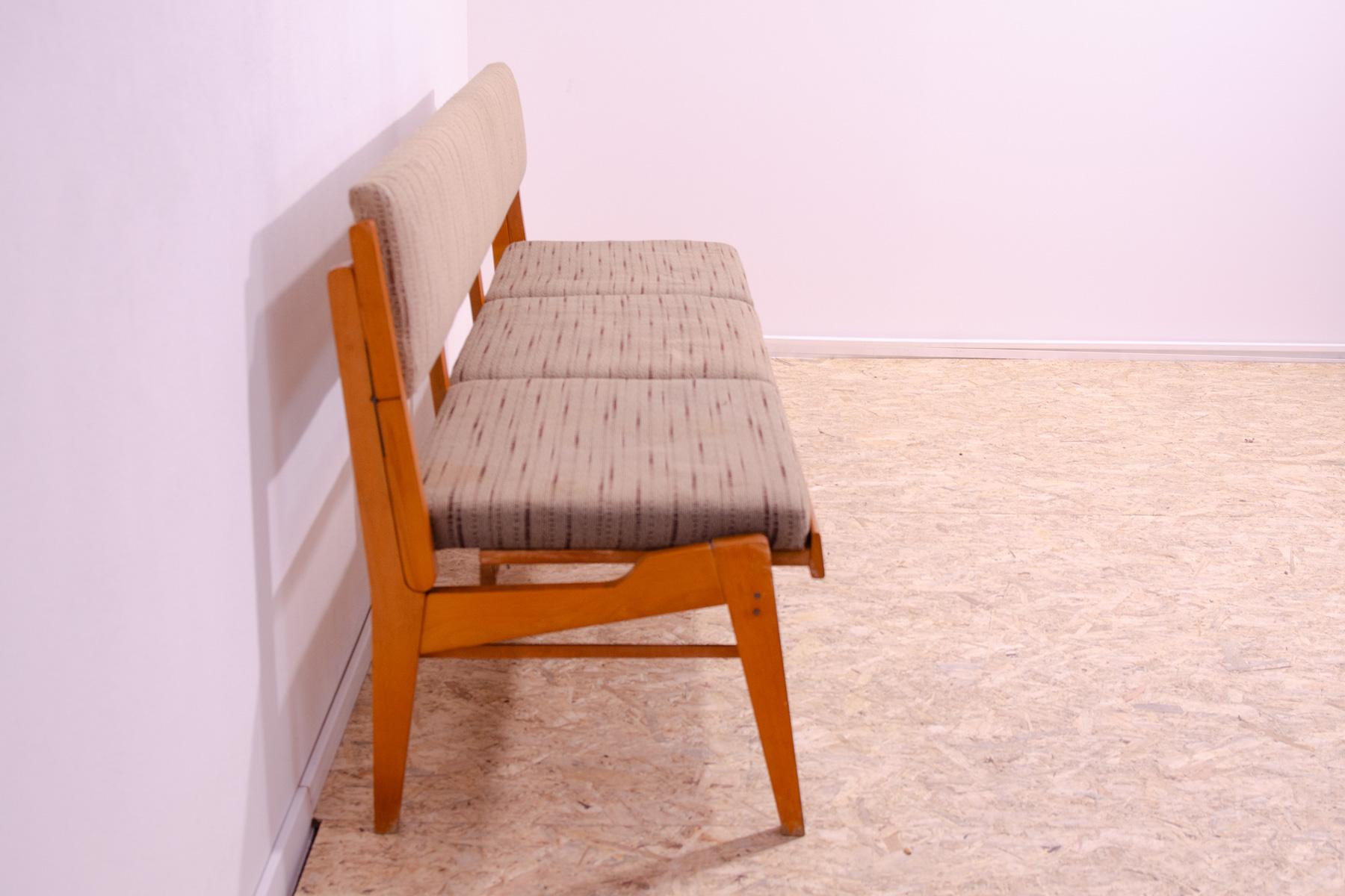 Fabric Mid century folding bench, 1960´s, Czechoslovakia For Sale