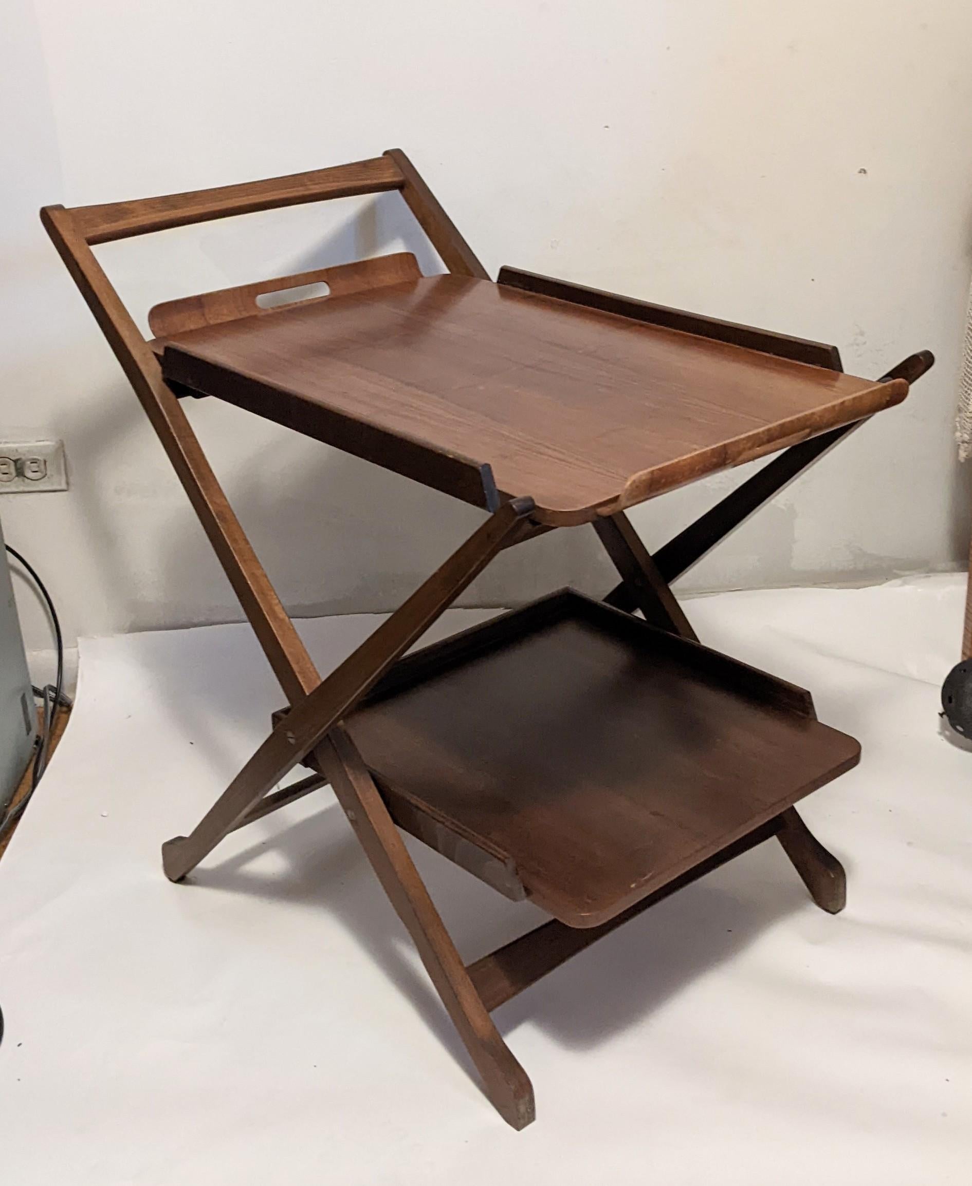 Mid-Century Modern Mid-Century Folding Bentwood Bar Cart with Removeable Tray by Nasco