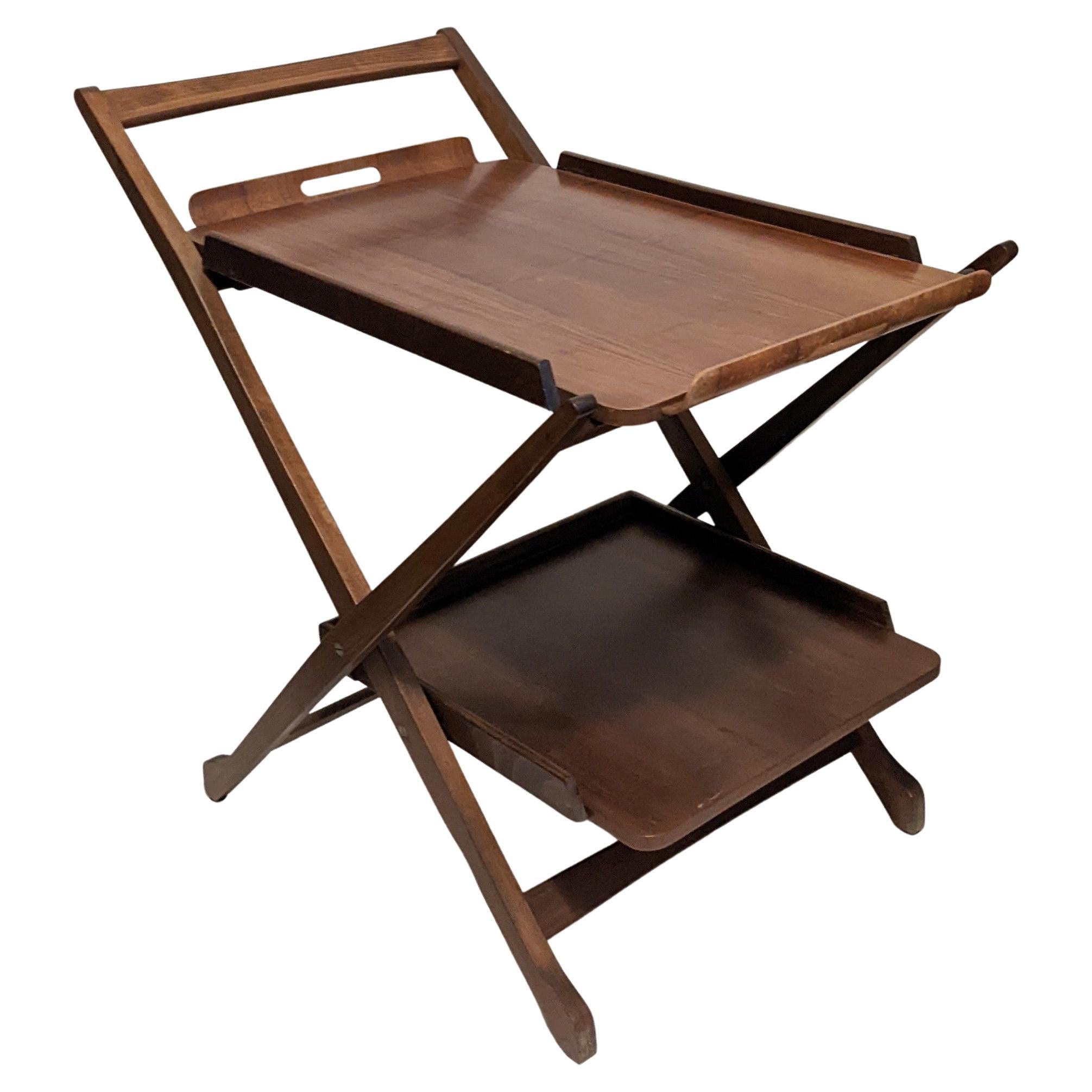 Mid-Century Folding Bentwood Bar Cart with Removeable Tray by Nasco