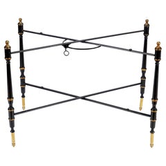 Used Mid Century folding black metal tray stand with gilt highlights, c. 1950's