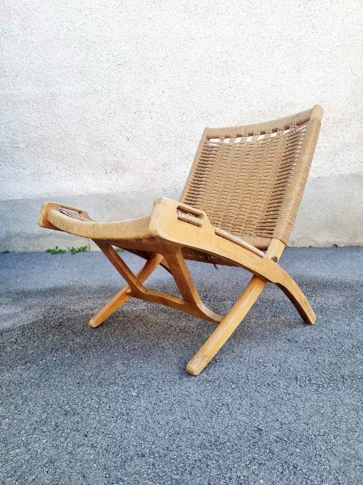 Corda Sedia Foldes di Ebert Wels, anni '60, metà del secolo scorso in vendita