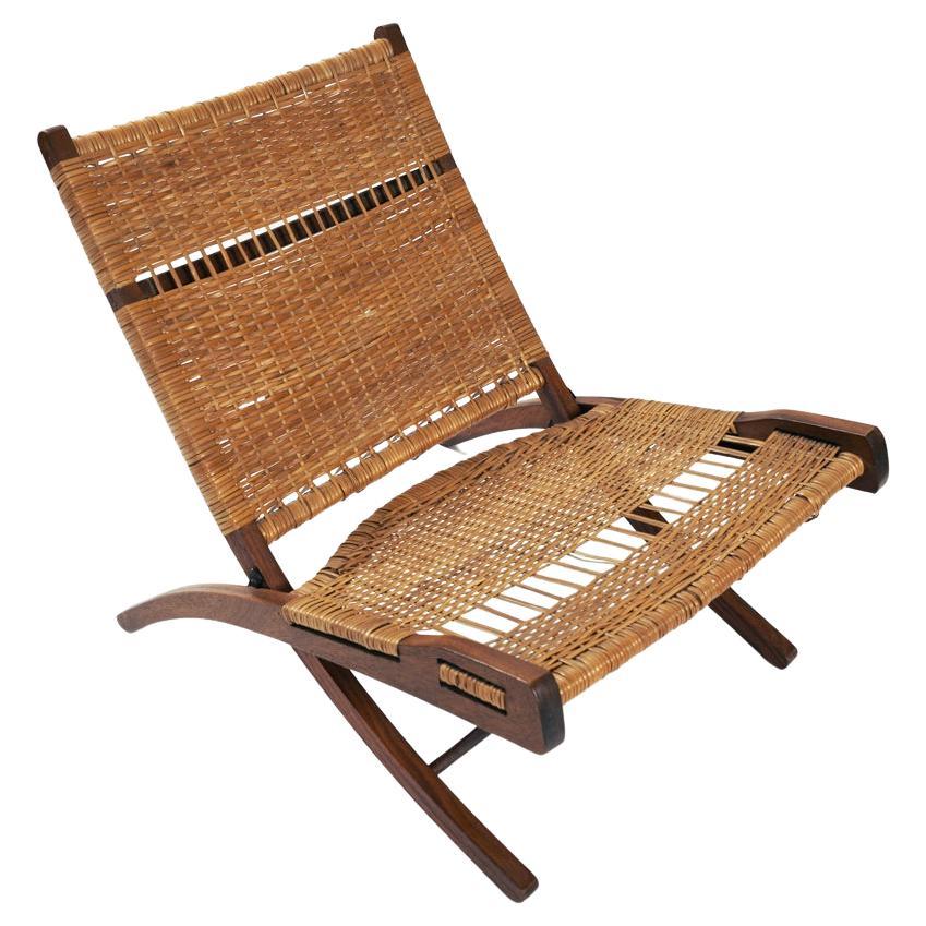 Mid-century folding chair in the manner of Hans Wegner and Ebert Weiss For Sale