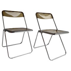 Mid Century Folding Chairs Chrome and lucite, Castelli style, 1970s, set of 2