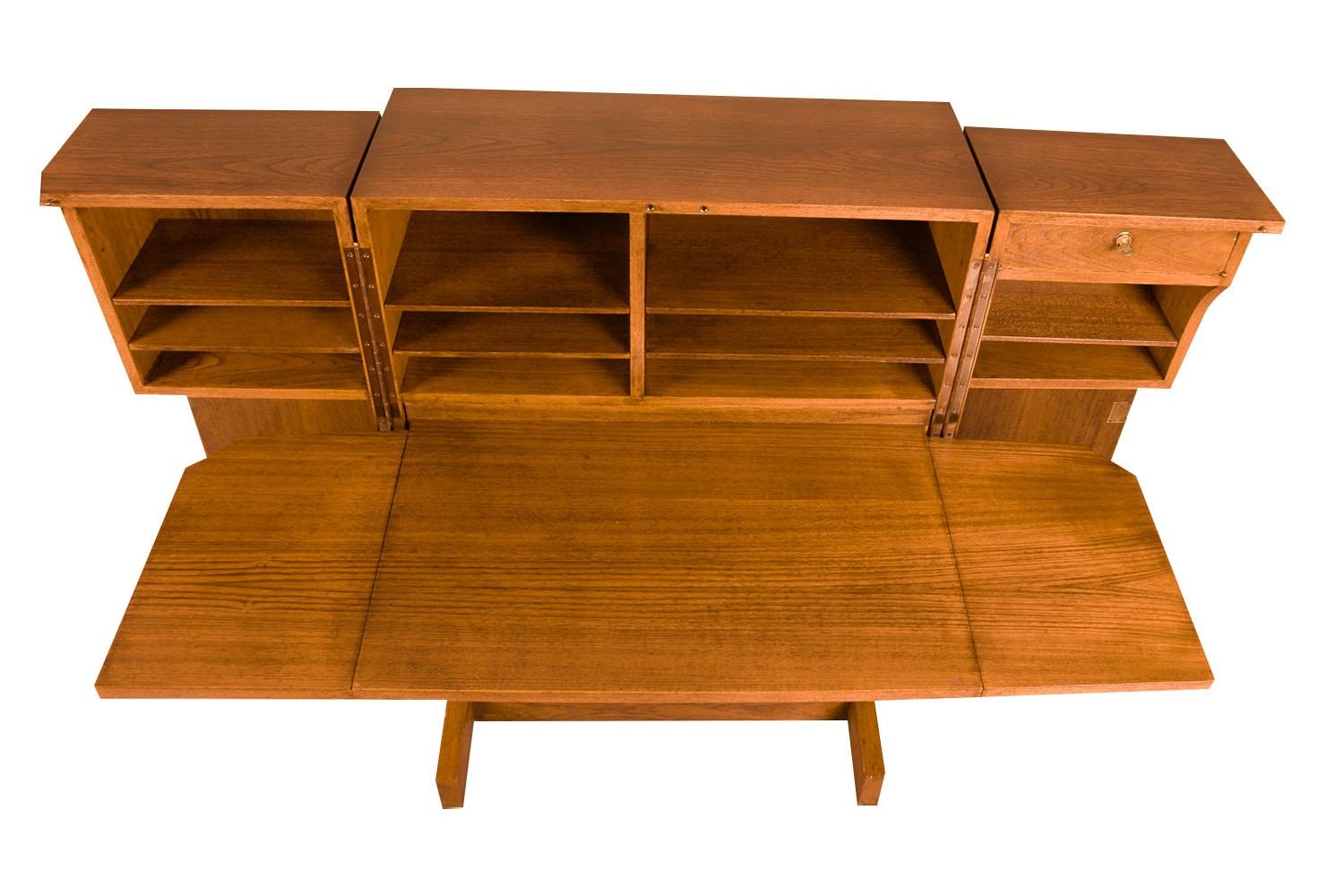 Teak Mid-Century Folding Desk Magic Box Desk For Sale