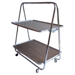 Mid Century Folding Formica and Chrome Trolley Bar Cart Italian Robex Style 70s