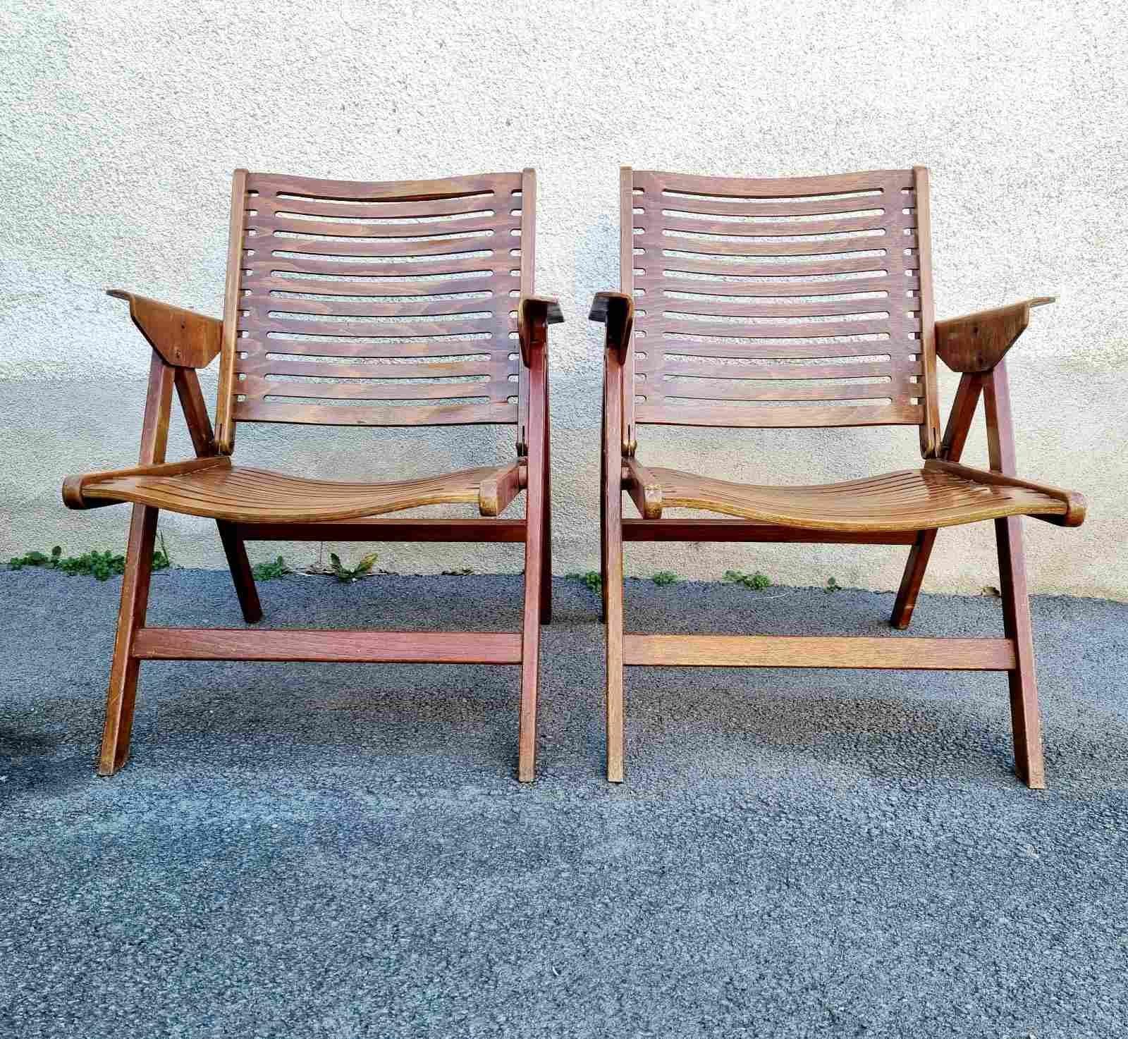 Mid Century Folding Lounge Armchairs Rex Designed by Niko Kralj, Slovenia, 60s For Sale 3