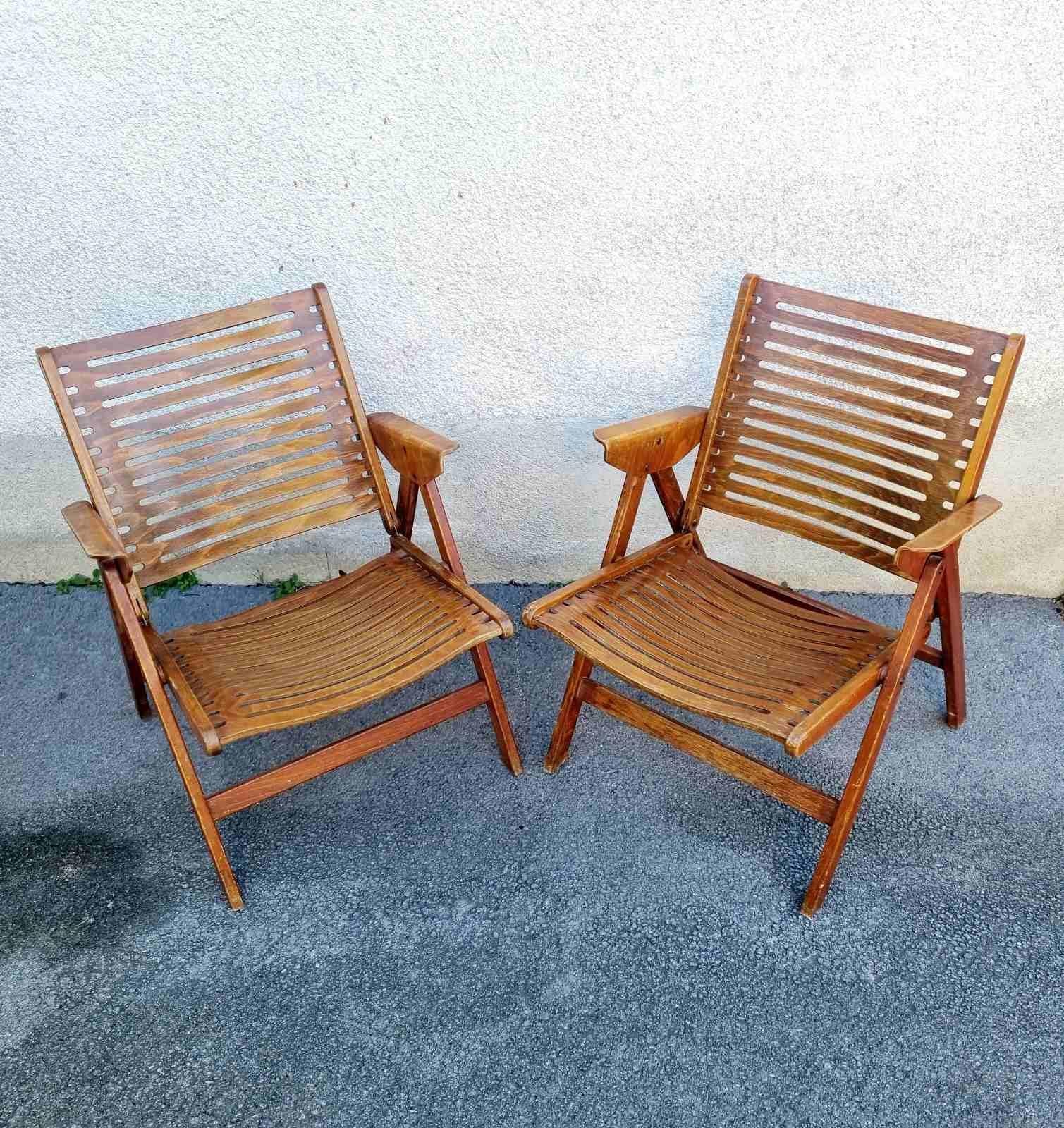 Mid Century Folding Lounge Armchairs Rex Designed by Niko Kralj, Slovenia, 60s For Sale 5