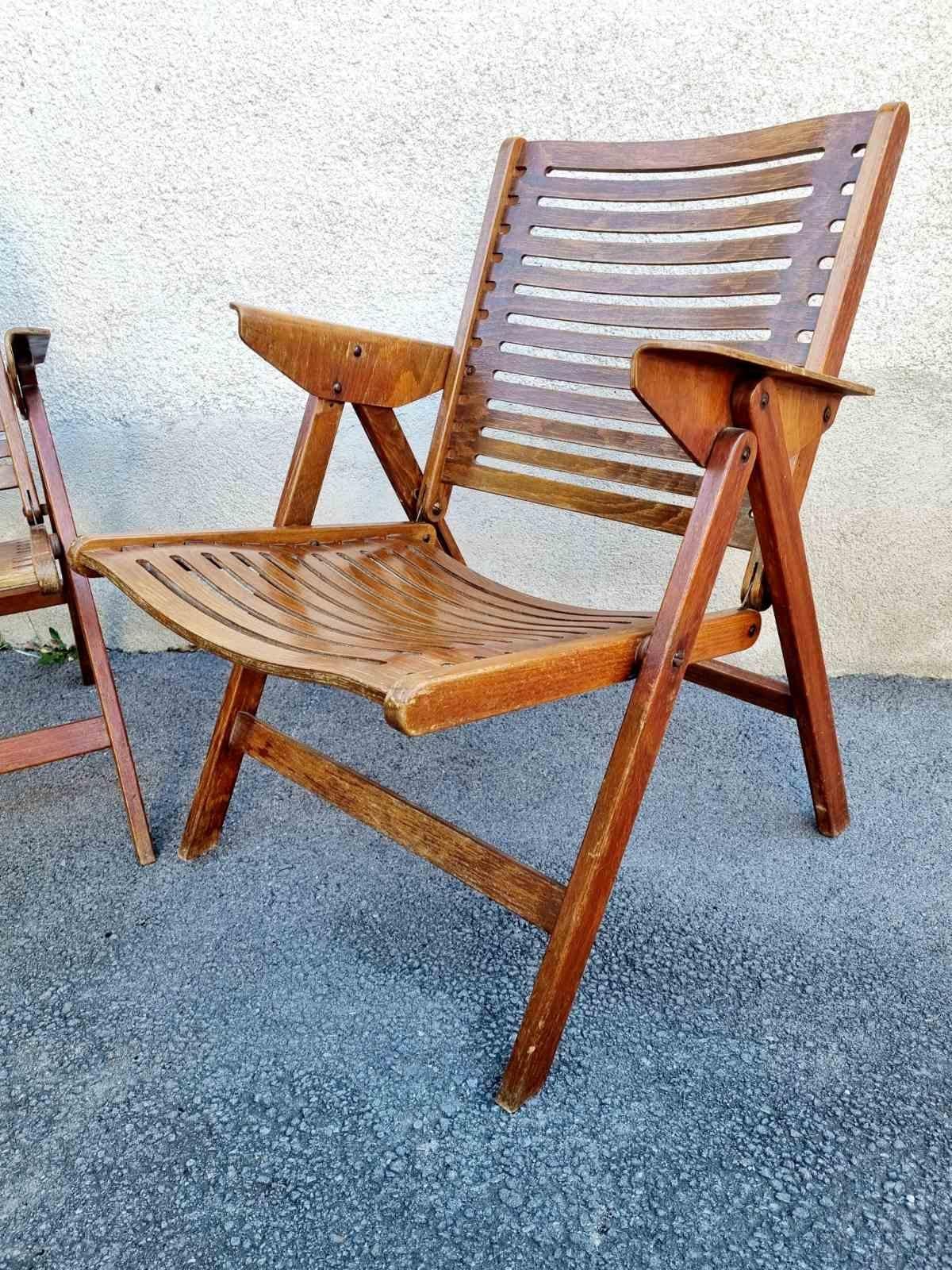 Mid Century Folding Lounge Armchairs Rex Designed by Niko Kralj, Slovenia, 60s For Sale 1