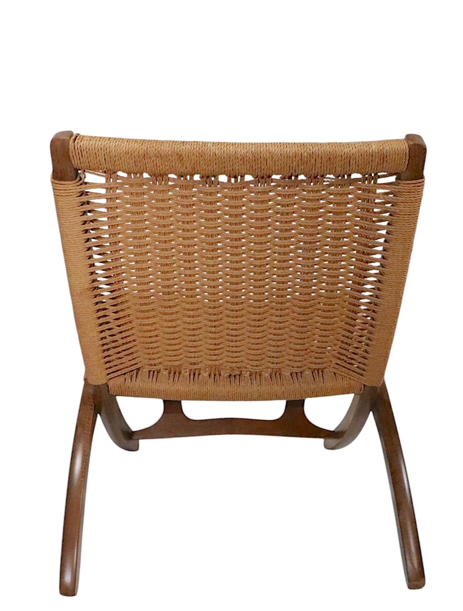 Scandinavian Modern Mid Century Folding Lounge Chair made in Yugoslavia after Wegner For Sale