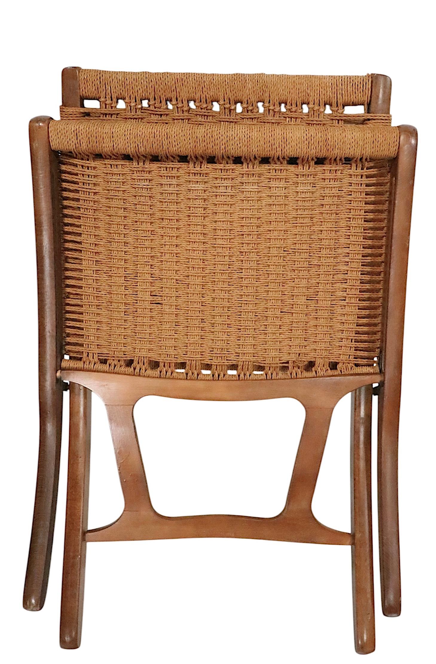 Macedonian Mid Century Folding Lounge Chair made in Yugoslavia after Wegner For Sale
