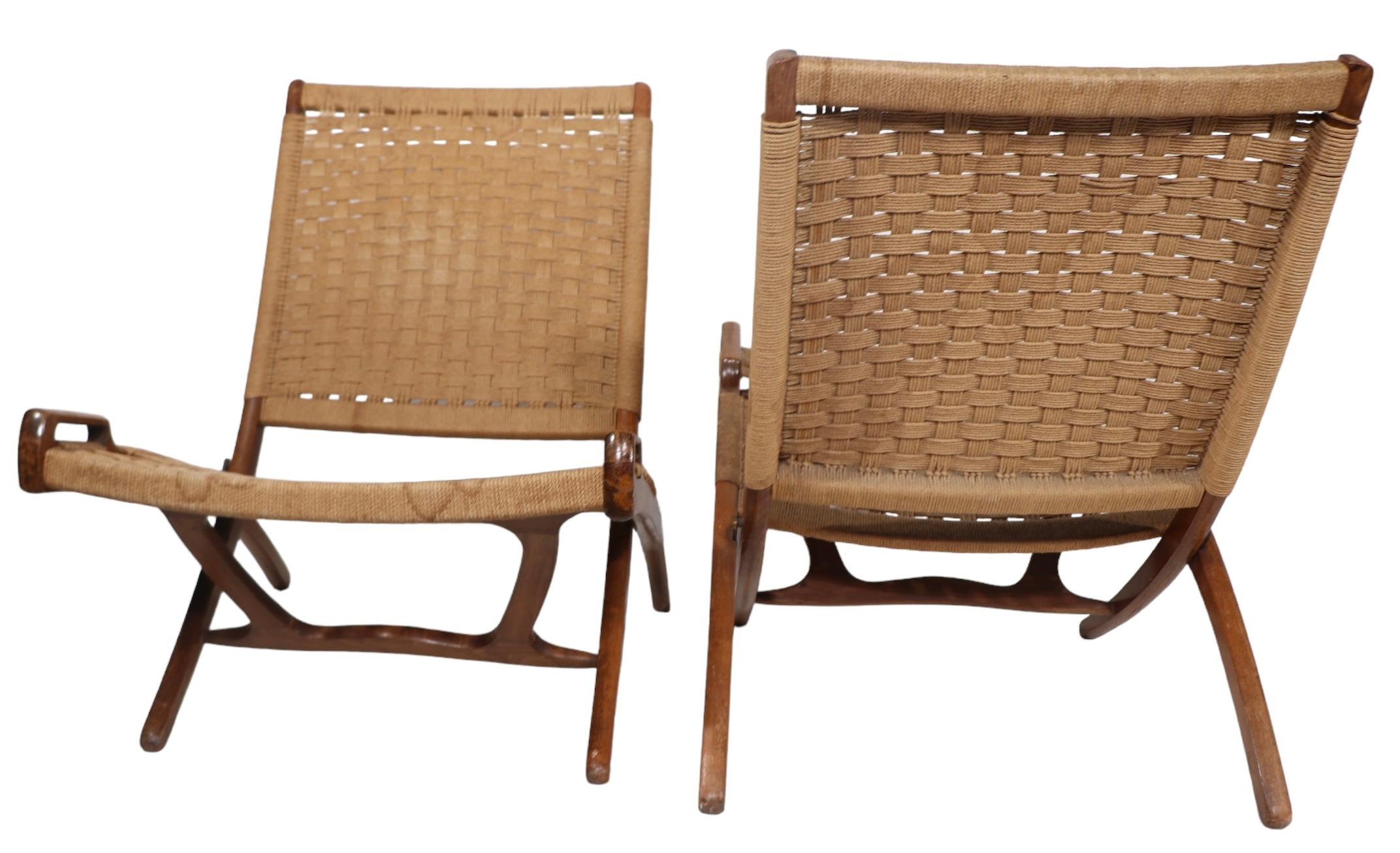 Mid Century Folding Lounge Chairs Made in Yugoslavia after Wegener c 1950/1960's For Sale 12