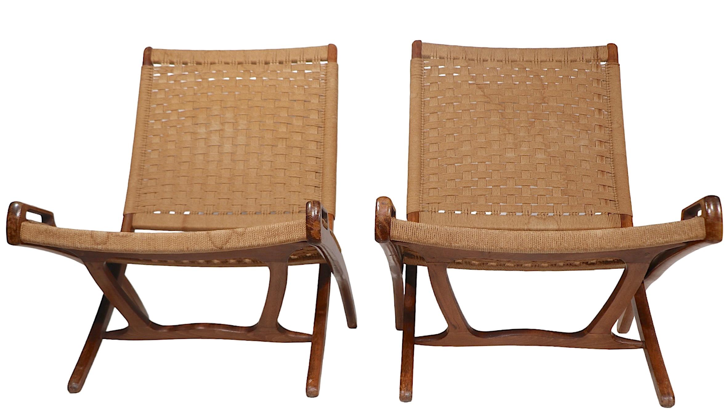 Mid Century Folding Lounge Chairs Made in Yugoslavia after Wegener c 1950/1960's For Sale 2