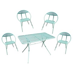 Mid-Century Folding Patio Dining Table and Chairs