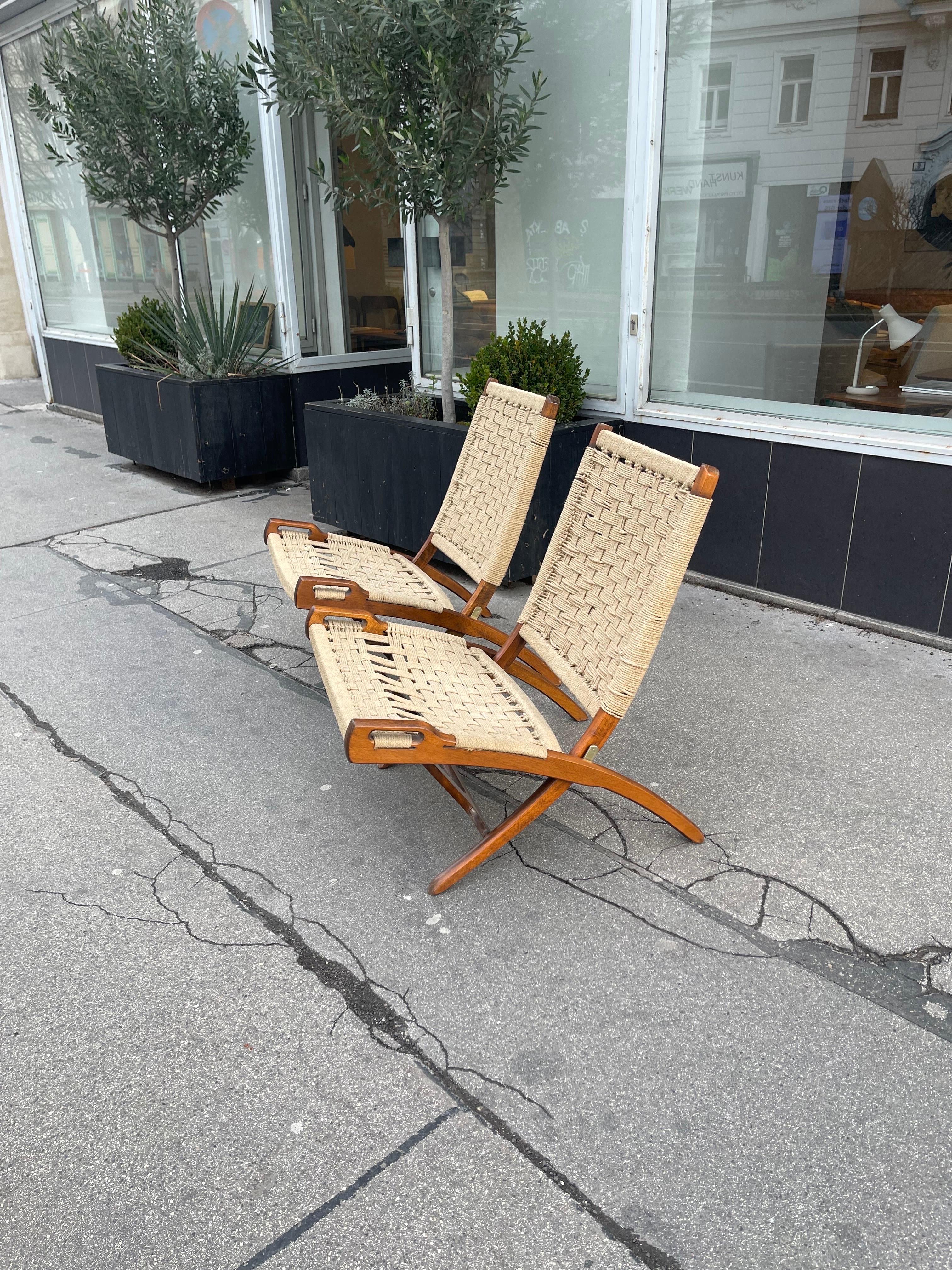 Mid-Century Folding Rope Weave Chairs in the Style of Gio Ponti 1